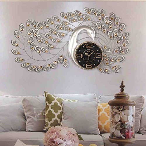 WEEDAY Peacock Mute Cross Section Wall Clock, metal Shell/glass Mirror/frosted glass Dial/AA carbon battery(not included) Clock and watch -by TIANTA (Color : #1)