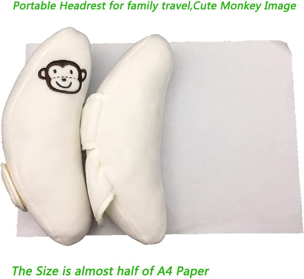 U-shape Soft Baby Car & Stroller Seat Headrest Adjustable Toddlers Car Pillow Neck & Head Support White Banana Shape Fit 1-4 Year-old Infant - Image 4