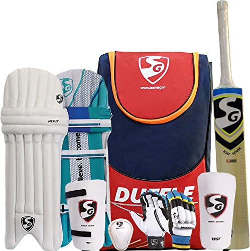 SG Summer Camp Kashmir Cricket Kit for All Ages, Navy/Red, Size 6