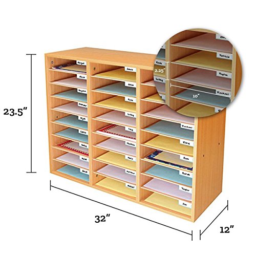 Really Good Stuff Mail Center - 1 Oak Classroom Mail Center with 27 Slots - Keep Your Classroom or Office Organized, Durable, Easy Assembly, 159790OA - Thumbnail 2