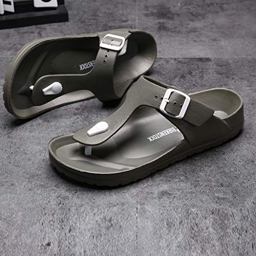 Corriee Mens Thong Sandals Summer Slippers Indoor Outdoor Flat Shoes Beach Flip Flops Green - Thumbnail 3