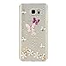 Note 5 Case,Galaxy Note 5 Case - Mavis's Diary 3D Handmade Bling Crystal Pink Purple Butterflies Lovely White Flowers with Shiny Diamond Gems Clear Hard PC Cover for Samsung Galaxy Note 5 &Clean Cloth
