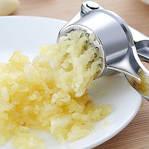ISKM Garlic Press Mincer Ginger Crusher Peeler Squeezer Heavy Duty Stainless Steel Garlic Presser Chopper Professional Food Prep Grade Dishwasher Safe Easy to Clean