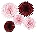 Burgundy Pink Birthday Party Decorations/Fall Bridal Shower Decorations/Valentines Day Decor/7pcs Burgundy Cream Pink Pinwheels Tissue Paper Fans Fall Bachelorette Party Decorations/Burgundy Wedding