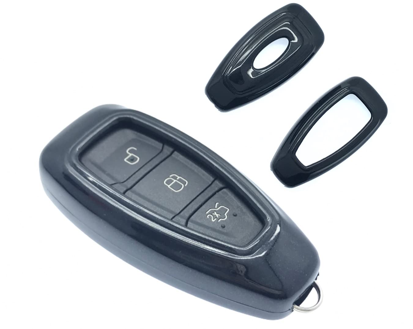 protex ABS HARD PLASTIC GLOSSY KEY FOB PROTECTIVE SHELL CASE FOR FORD S-MAX/B MAX/C- MAX/FOCUS/MONDEO/KUGA/FIESTA FUSION ST 3 BUTTON REMOTE KEYLESS SMART KEY FOB (BLACK)