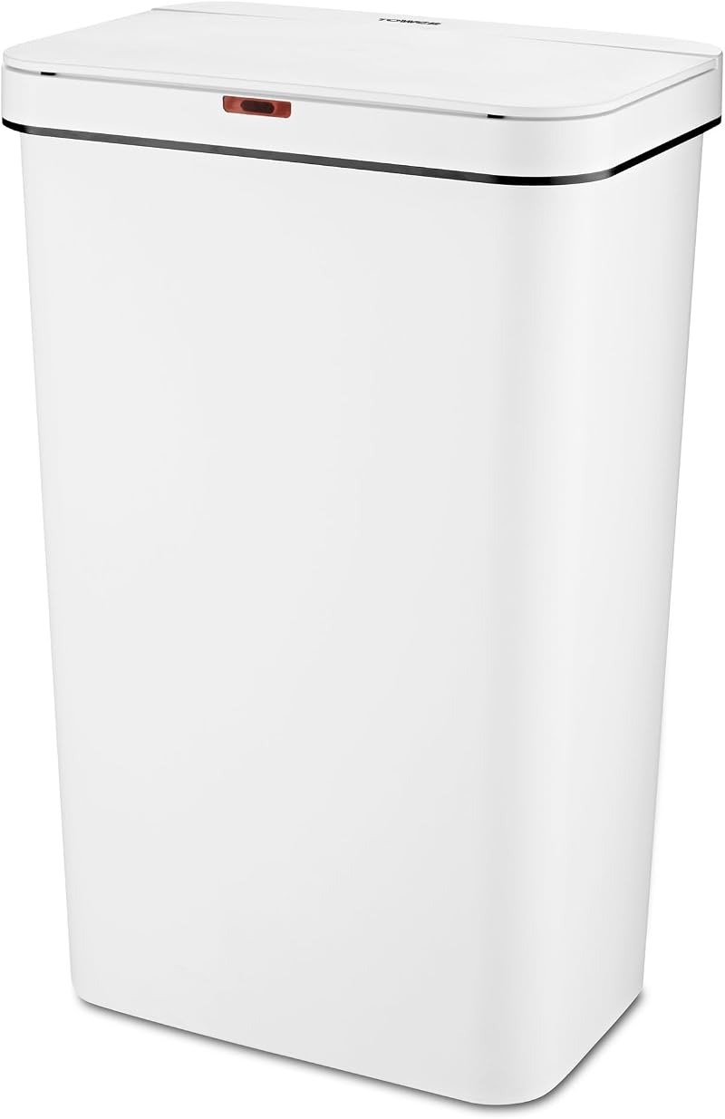 Tower T838005W Sensor Bin 50L White Battery Operated Retainer Ring