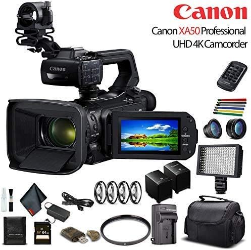Professional UHD camcorder with 58mm lens, XA50 model, worth $2,054.95 as of August 9, 2023.