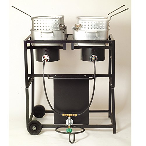 King Kooker KKDFF30T 30-Inch Dual-Burner Outdoor Propane Frying Cart