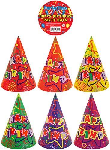 144 x Happy Birthday Cone Hats