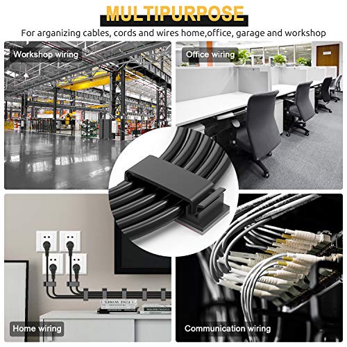 JIRVY 50 Pack Cable Clips, Strong Adhesive Pad Wire Holders, Cable Organizers Wire Management Multipurpose Wire Clamps for TV Computer Laptop Ethernet Cable Desktop Home Office