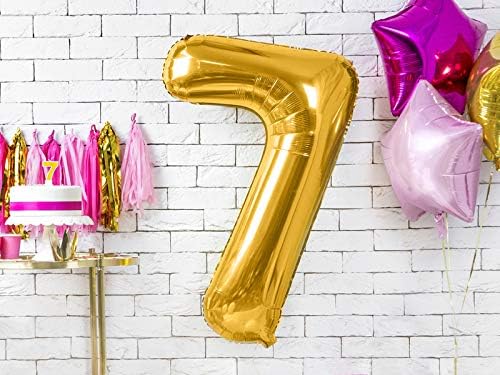 PartyDeco FB1M-7-019 86 cm Foil Balloon Number 7 Gold - Image 3