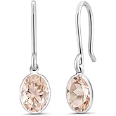 Gem Stone King Gemstone Birthstone French Wire Dangle Earrings For Women | 925 Sterling Silver | Oval 7X5MM | Fine Jewelry for Her Mom Wife