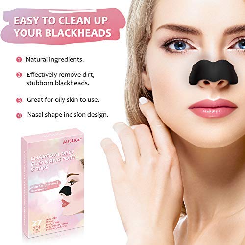 Blackhead Pore Strips, Blackhead Remover For Nose, 27 Count Deep Cleansing Charcoal Peel Off Strips
