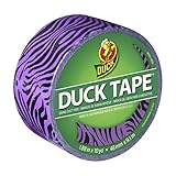 Duck Brand 281517 Printed Duct Tape, Purple Zebra, 1.88 Inches x 10 Yards, Single Roll