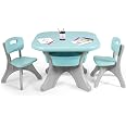 Costzon Kids Table And Chair Set, 3 Piece Activity Table W Detachable Toy Storage Bins 2 Chairs Children Reading Art Craft Strong Bearing Capacity Lightwe