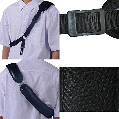 EaseIcon Elegant Soft-Padded Sax Single Shoulder Leather Strap Sling [Extra Comfortable Design] Adjustable Hook Harness Belt - Ideal for Tenor and Alto Saxophone (Black) - Thumbnail 6