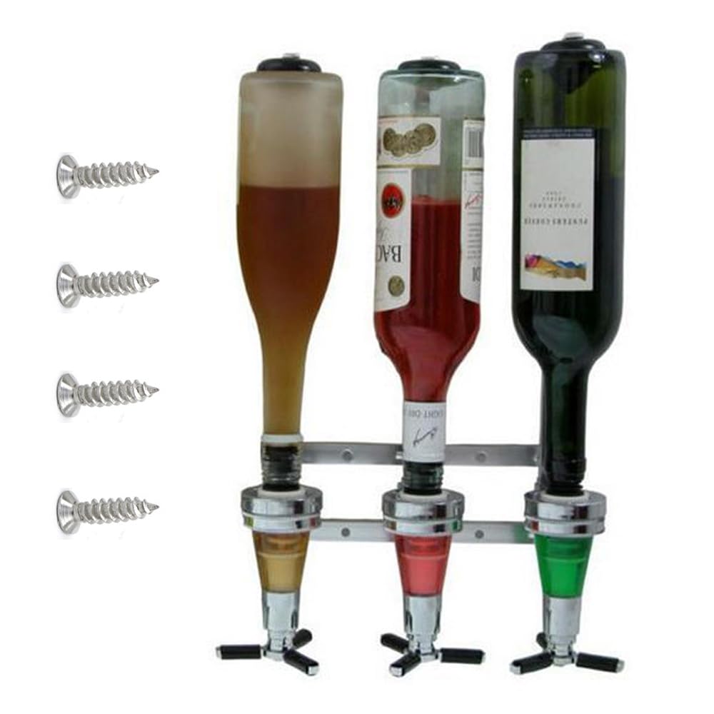 Wall Mounted Wine Dispenser, 3 Bottles Wine Dispenser, Optical Wall Dispenser for Spirits, Bar Butler Bottle Holder for Cocktails, Bartender, Mixed Wine, Bar, Kitchen (30ml)