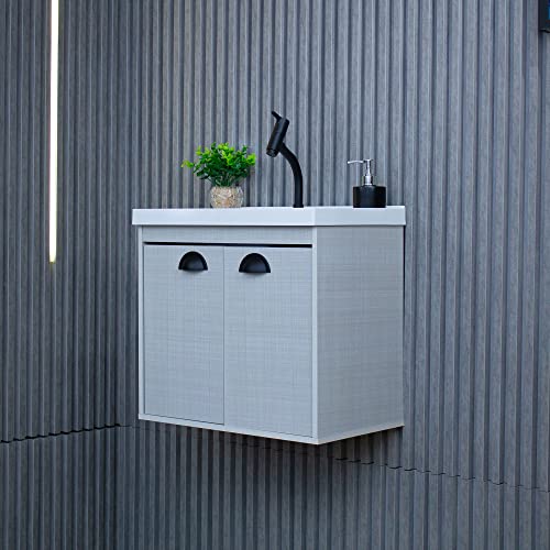 RIVERZZA Gabinete Armario para Banheiro 100% MDF com Cuba - Siena Lineo 50cm