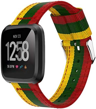 Goldseller Compatible with Fitbit Versa Lite,Lightweight Striped Nylon Braided Colorful Durable Replacement Watch Band Wristband Watch Strap Smart Watch Accessories