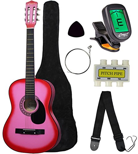 Crescent MG38-PK 38 Acoustic Guitar Starter Package, PINK (Includes CrescentTM Digital E-Tuner) Crescent MG38-PK 38" Acoustic Guitar Starter Package, PINK (Includes CrescentTM Digital E-Tuner)