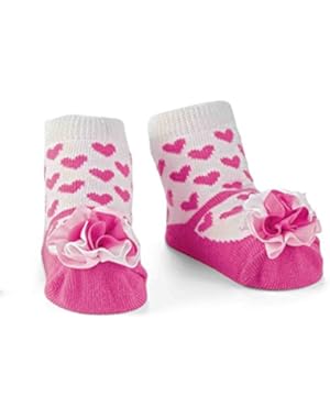 Baby Girl Valentine Heart Puff Sock 0-12 Months