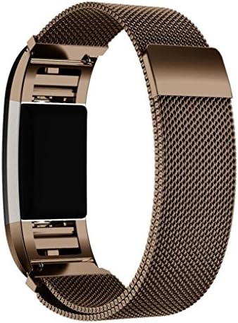 For Fitbit Charge 2 Band, CIDETTY Coffee Large Stainless Steel Milanese Loop Metal Bracelet Strap with Strong Magnetic Clasp for Fitbit Charge 2 (Coffee - Large)