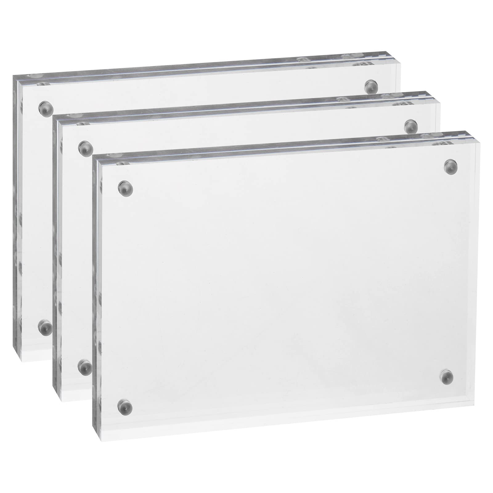 PATIKIL Floating Photo Frame, 2.4" x 3.5" 3 Pack Desktop Frameless Picture Frame Double Sided Acrylic Magnetic Display Frame for Family Travel Party Photo Souvenirs Artwork, Clear