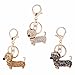 GOOTRADES Set of 3 Bling Dog Dachshund Keychain, Rhinestone Weiner Dog Key Chain Handbag Pendant Car Decor Key Ring