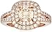 Amazon Essentials 14k Rose Gold Plated Sterling Silver Champagne Cubic Zirconia Cushion Cut 6mm Double Halo Ring (previously Amazon Collection)