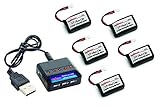 Combo: T453 charger for 3.7V Lithium RC battery + 6pcs 3.7V 630mAh Lipo Batteries (34131) for Syma X9 Flycar