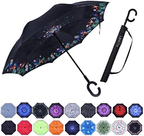 Umbrella,Windproof Waterproof Golf Umbrella,Double Layer Folding Inverted Anti-UV Protection Umbrellas,Reverse Sun Umbrella With C-Shaped Handle,Upside Down Umbrella for Car Rain Outdoor Use