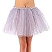 Women's Classic 3 Layered Tulle Sparkling Sequin Tutu Skirt, Silver