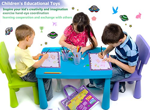 Drawing Stencils Art Set for Kids, Momoda Reusable Plastic Stencils for Creativity Kit & Travel Activity, Educational Toy for Boys and Girls, Ideal for Children Learning Numbers, Letters, Animal,