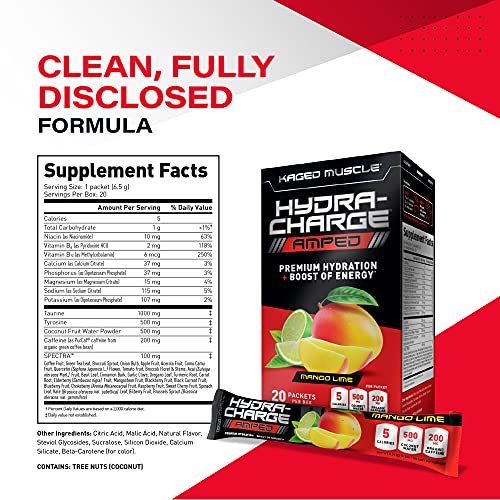 Electrolytes, Kaged Muscle HydraCharge Amped Electrolyte Powder Packet
