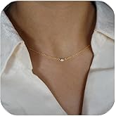 STONEFANS Dainty Gold Necklace for Women - 14k Diamond Pendant Charm Gold Plated Necklaces CZ Trendy Chain Choker Necklace Gold Jewelry for Women Birthday Gift Wedding Jewelry