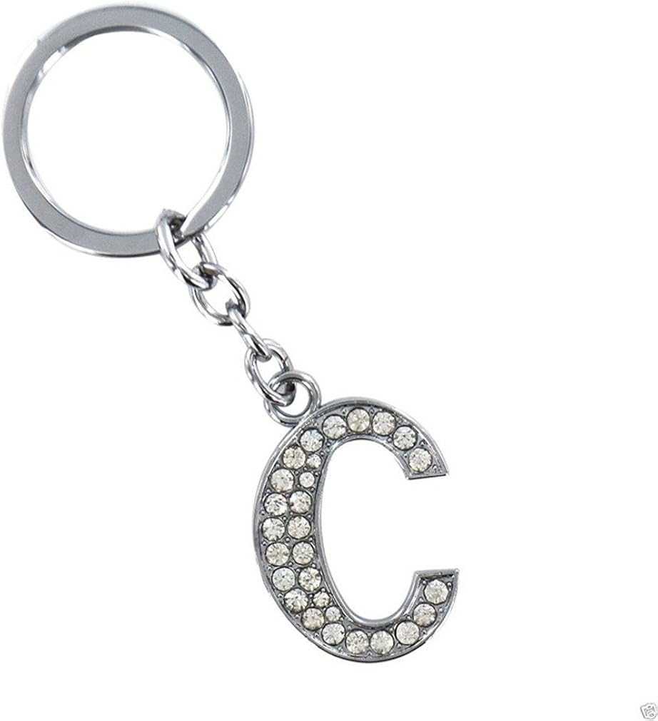26 Alphabet Keyring, Women Men AZ Silver Initials