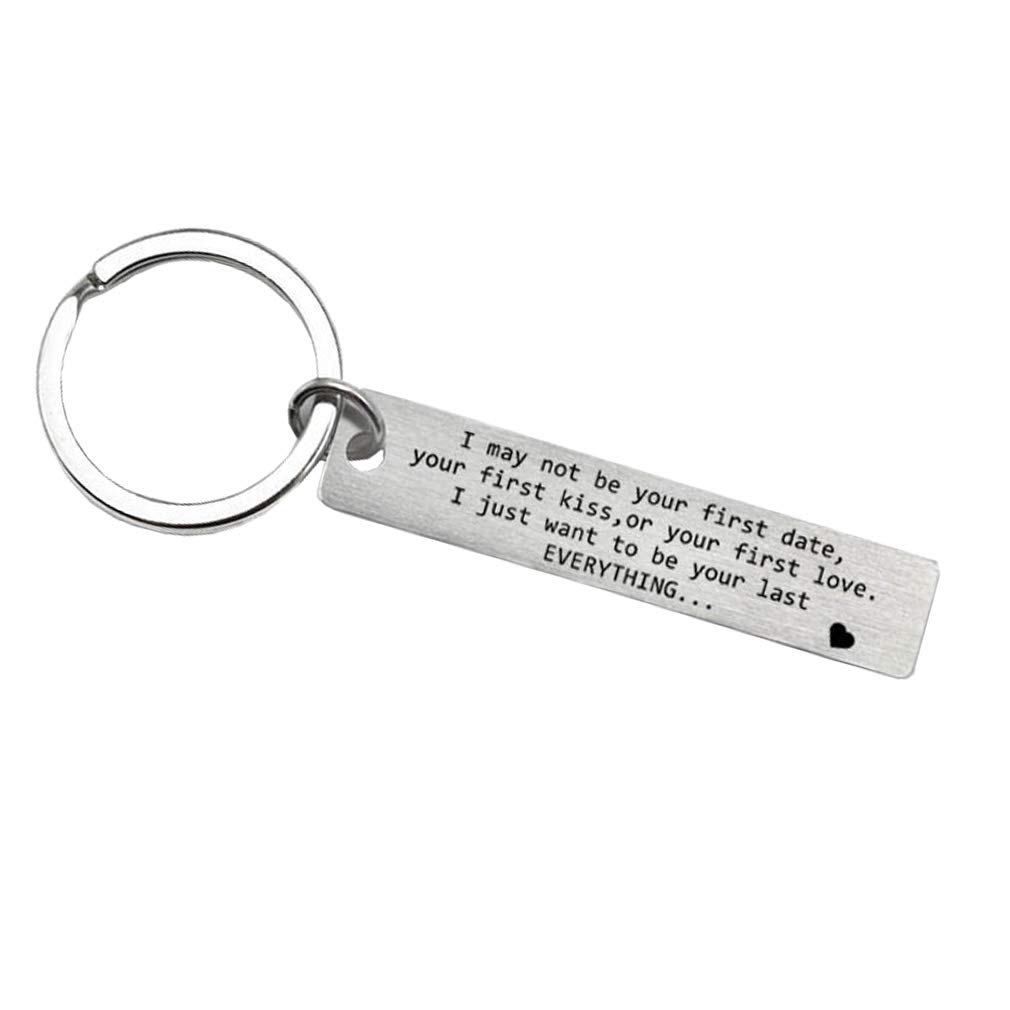JK Home I May Not Be Your First Date Keychain Couples Love Lettering Keyring - Stainless Steel Keyring - Funny Gifts Lover Christmas Valentines Day
