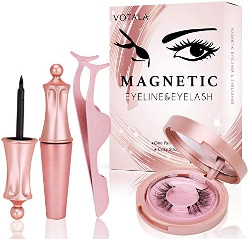 Magnetic Eyeliner Kit, 3D No Glue Reusable Silk False Magnetic Eyelash, Waterproof Black Smooth Liquid Reusable Magnetic Eyeliner With Mirror