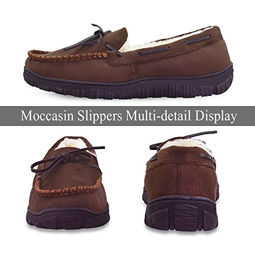 LA PLAGE Mens Indoor/Outdoor Arch Support Moccasin Microsuede Slippers