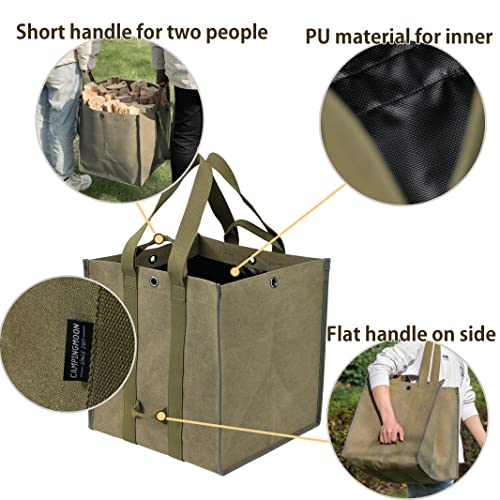 Yolaka Frewood Log Carrer Tote Bag Freplace Wood Holder Bg Storage Cover 39x18 Nches