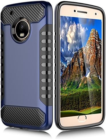 Moto G5 Plus Case, Moto G Plus 5th Generation Case AMENQ Slim Dual Layer Armor Heavy Duty Scratch Resistant Protective Rugged TPU Bumper Cover [ Navy Blue ] for Motorola Moto G5 Plus 2017. …
