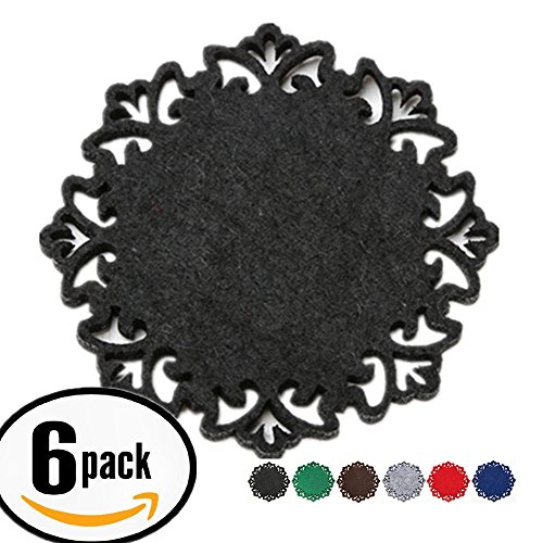 Dulce Cocina Classy Housewarming Gift, Elegant Black, Coasters Set of 6 - Large Round 4.5 inch