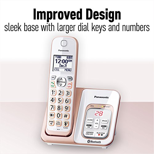 PANASONIC Expandable Cordless Phone System with Link2Cell Bluetooth, Voice Assistant, Answering Machine and Call Blocking - 2 Cordless Handsets - KX-TGD562G (Rose Gold/White) - Thumbnail 6