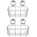 iPEGTOP Suction Cup Deep Shower Caddy Bath Organizer Basket for Large Shampoo Shower Gel Holder Bathroom Storage - Rustproof Stainless Steel, 2 Pack