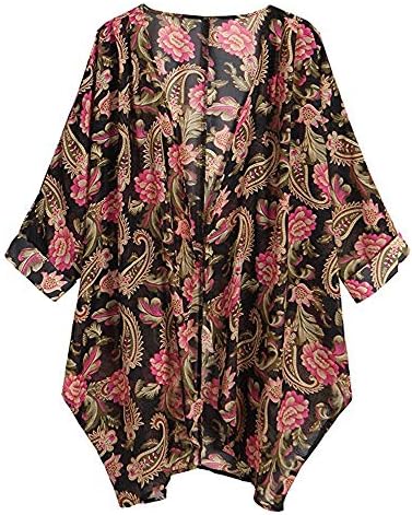 Clearance Women Shirts And Blouses,Womens Long Sleeve V Neck Floral Print Cardigan Tunic Shirt Casual Loose Kimono Pullover Top Fashion T-Shirt Sport Sweatshirt Shirt For Work (Chiffon) S-2XL