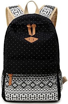Nasofir Classic Backpack, Teenaged Canvas Backpack Bags, Lightweight Backpack for School Use or Everyday Outings (Bohemian Black)