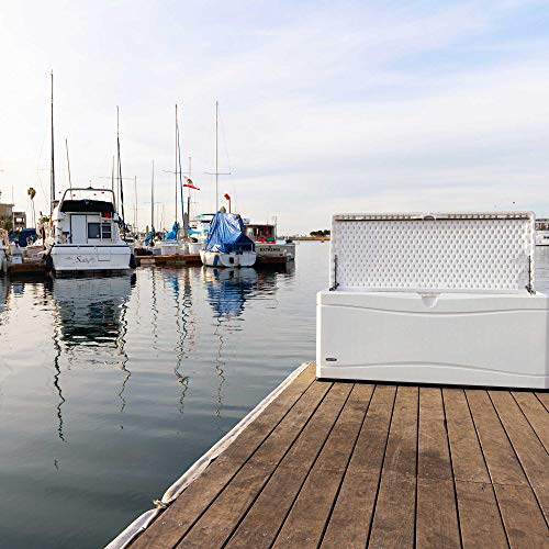 Lifetime 60348 Marine Dock, 130 Gallon Deck Box, Arctic White on