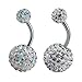 ZS Pretty Belly Button Ring with Gradual Color Crystal Fervid Ball Navel Ring for Women (White)
