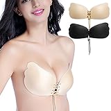 Blisstime Backless Strapless Bra, Self Adhesive Bra, Invisible Push up Sticky Bra for Strapless/Backless Dresses