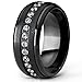 Black Titanium Men's Eternity Wedding Band Ring with Clear Round Cubic Zirconia 9mm